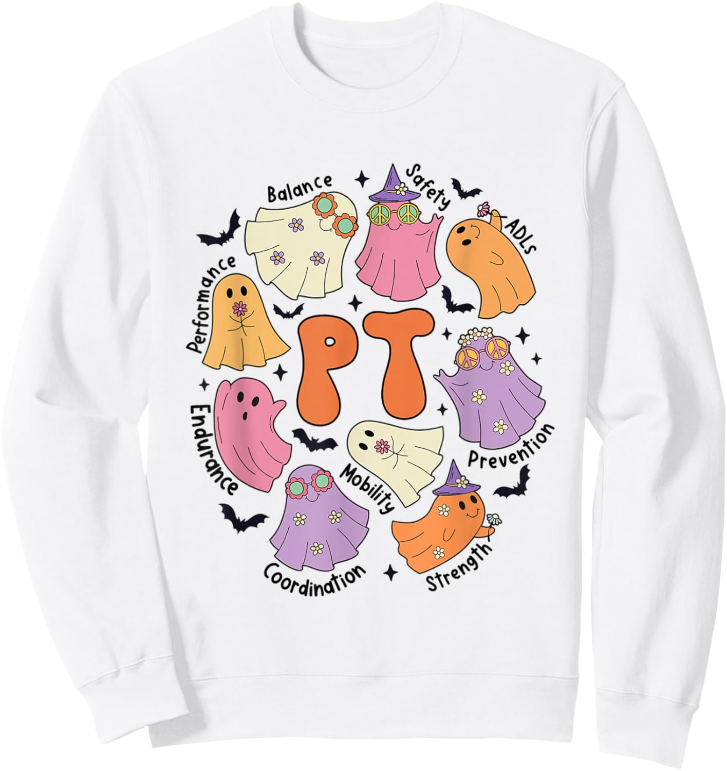 Pediatric PT Halloween Ghost Spooky Physical Therapy Team Sweatshirt - Sweatshirt | White