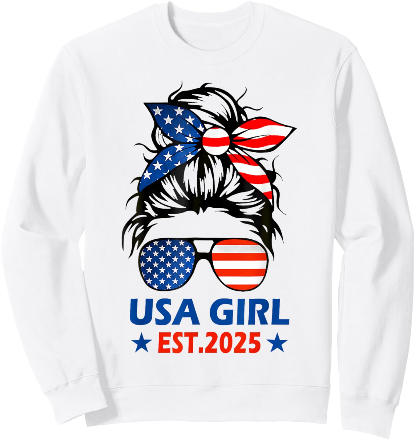 Us Citizen Est 2025 New Citizenship American USA Girl 2025 Sweatshirt - Sweatshirt | White