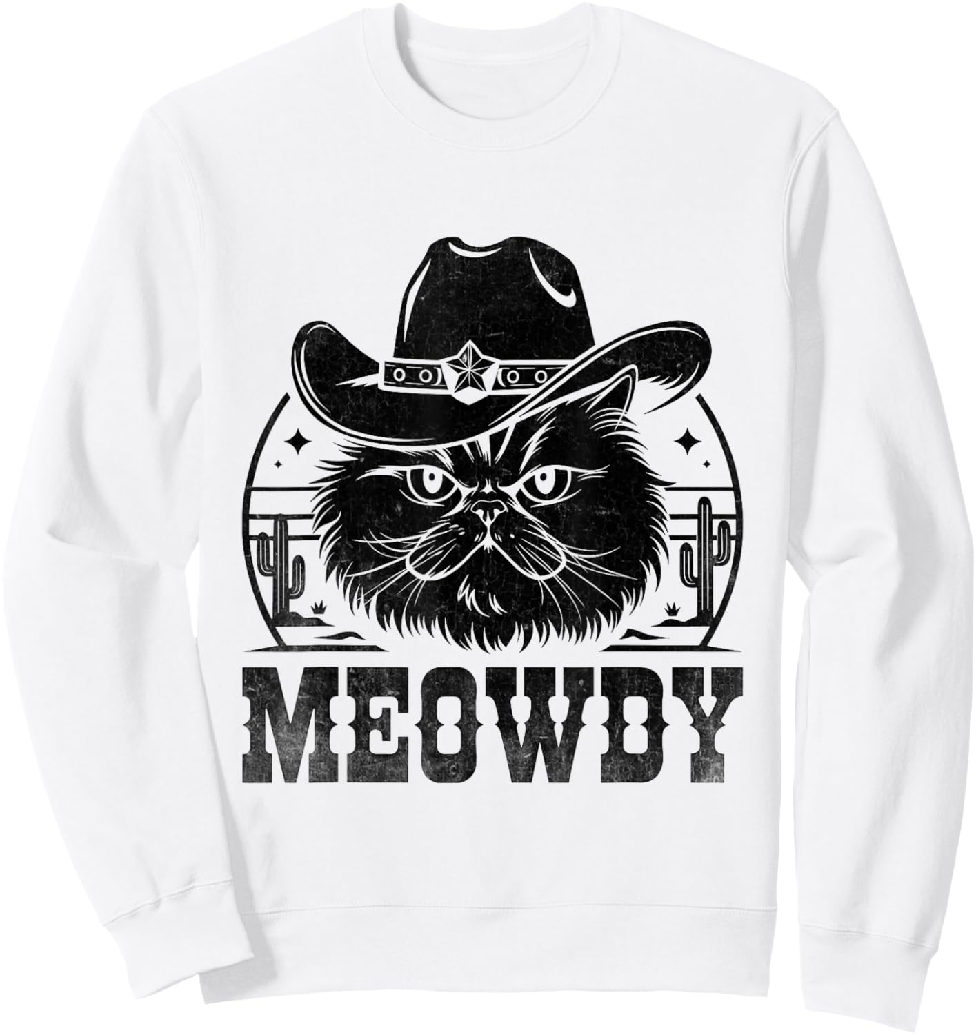 Meowdy Cowboy Persian Cat Persian Longhair Sweatshirt - Sweatshirt | White