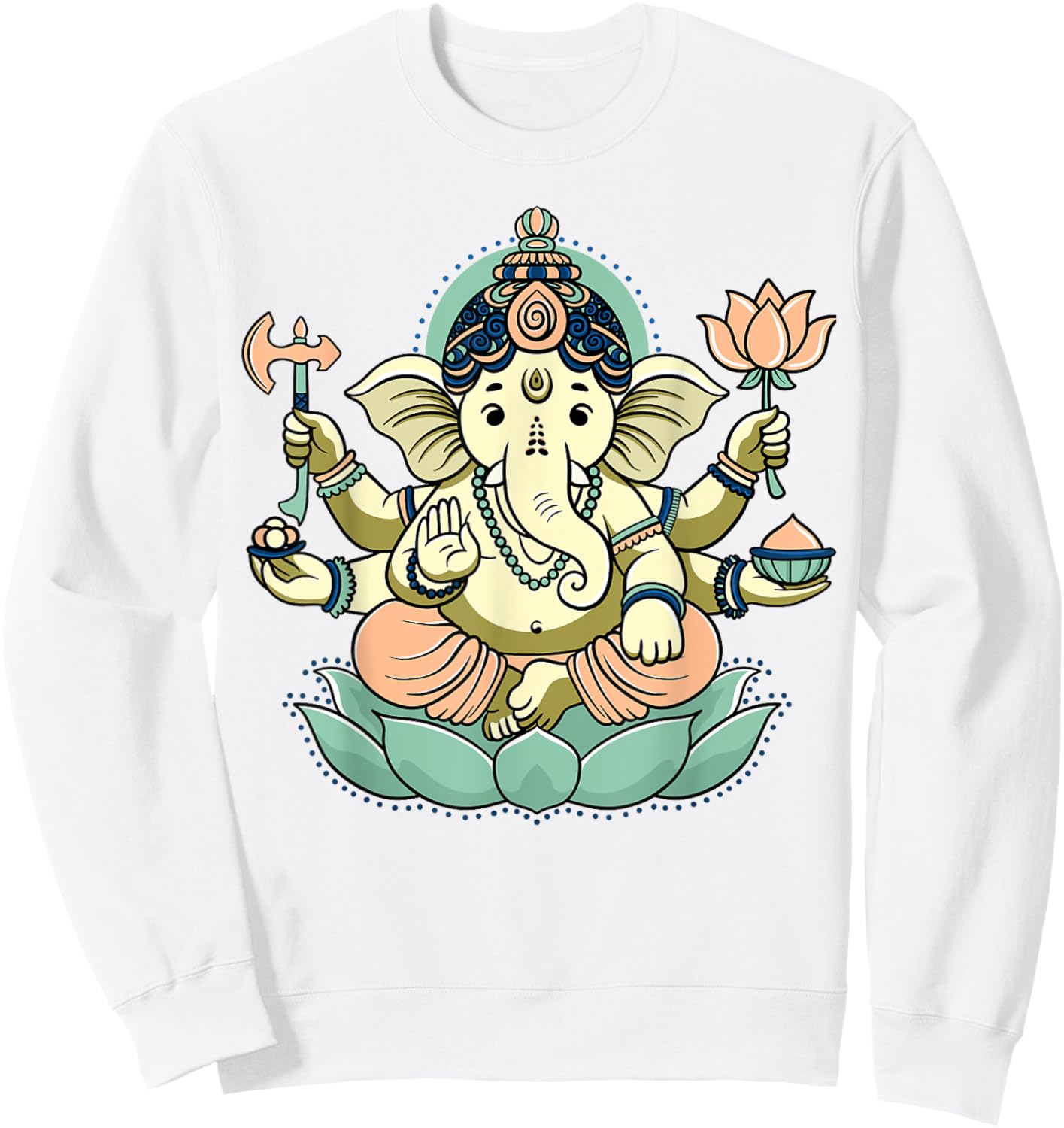 Ganesha Lotus Meditation – Spiritual Hindu Deity Design Sweatshirt - Sweatshirt | White