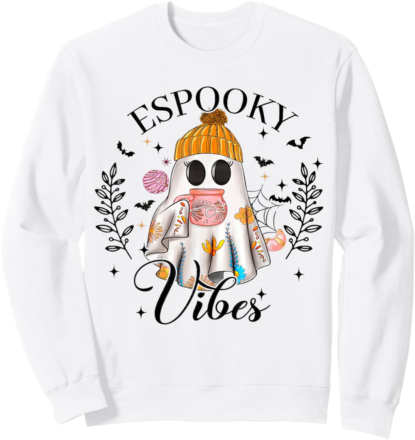 Mexican Ghost, Espooky Vibes, Espooky Season, Spooky Conchas Sweatshirt - Sweatshirt | White