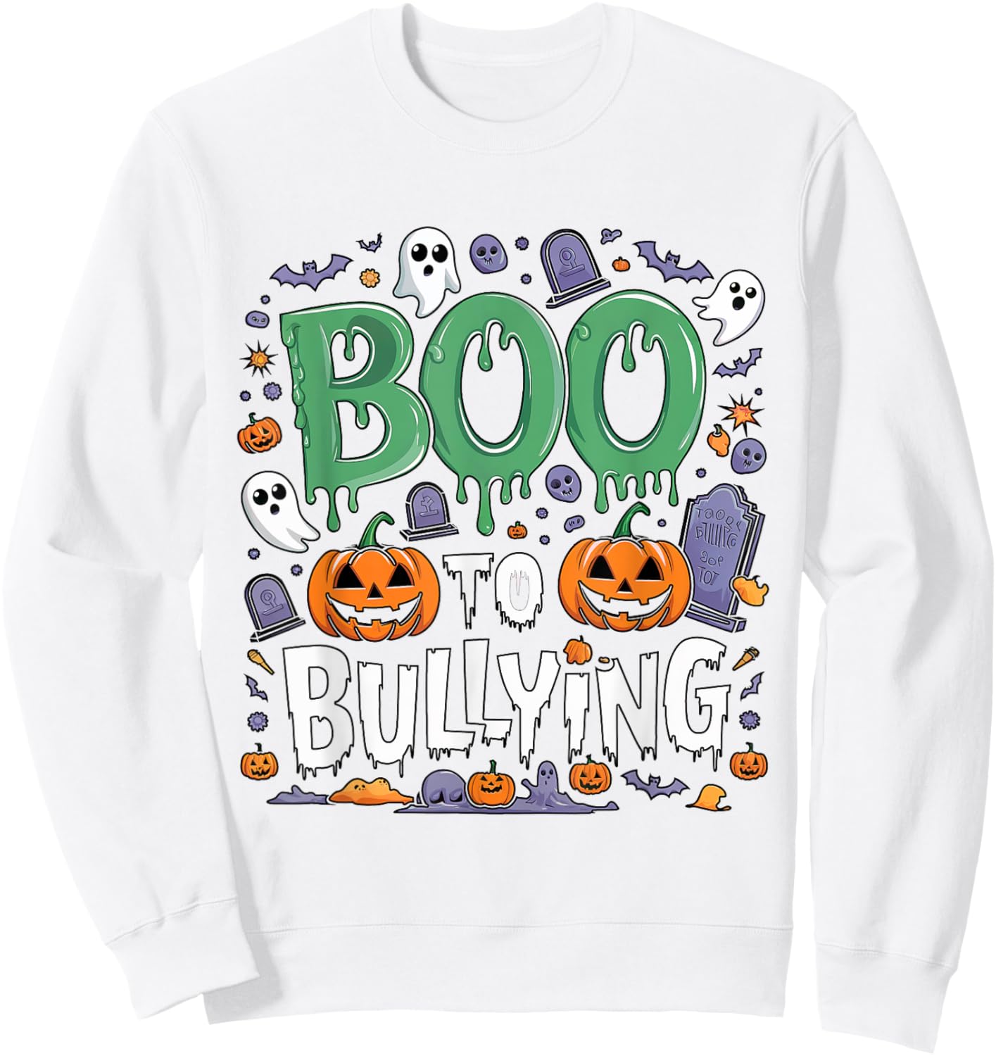 Boo Anti Bullying Funny Halloween Orange Unity Day Boys Sweatshirt - Sweatshirt | White