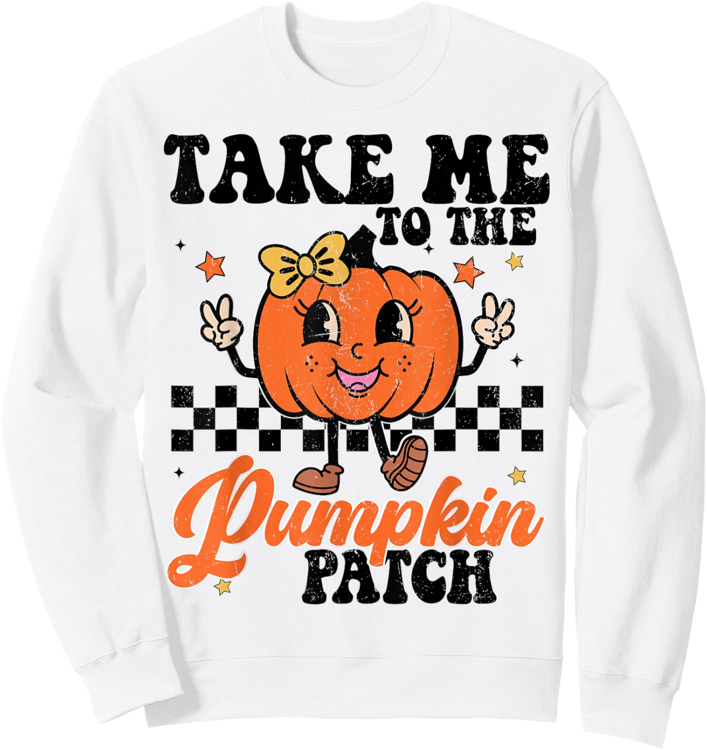 Take Me To Pumpkin Patch Girl Thanksgiving Turkey Trot Tutu Sweatshirt - Sweatshirt | White