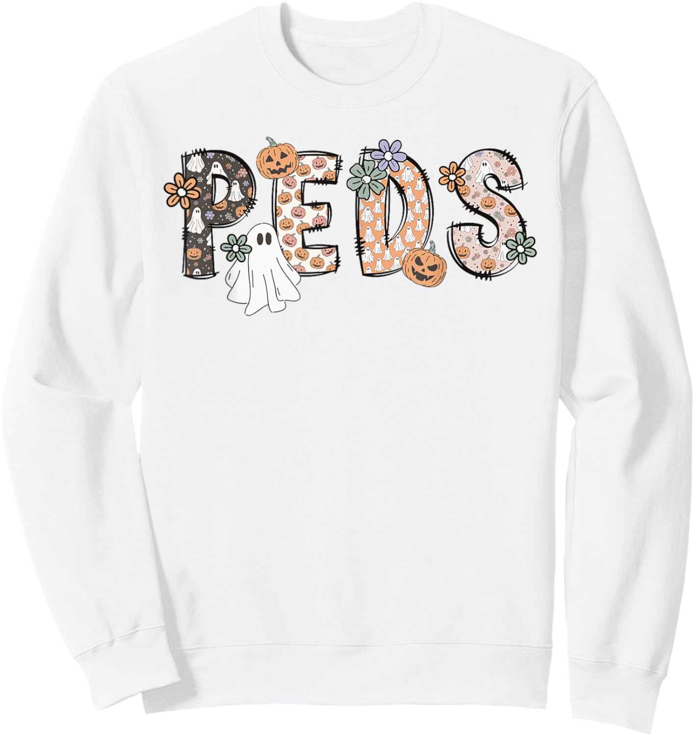 Halloween Nurse Peds Boo Boo Crew Pediatric Nurse Ghost Fall Sweatshirt - Sweatshirt | White