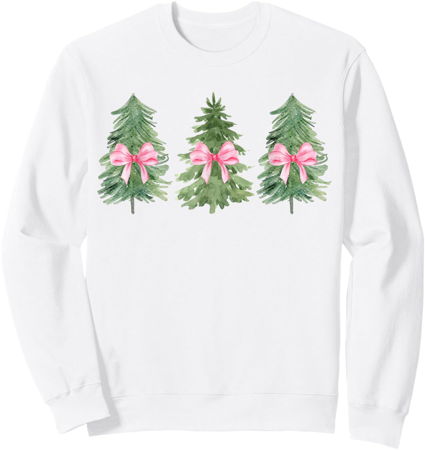 Christmas Tree Coquette Pink Bow Christmas Girly Women Girls Sweatshirt - Sweatshirt | White