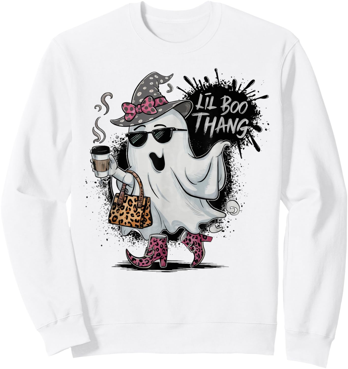 Lil Boo Thang Cute Ghost Halloween Costume Girl Kids Sweatshirt - Sweatshirt | White