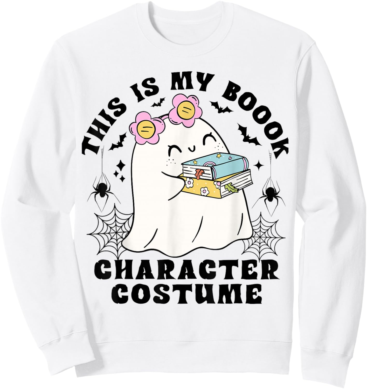 This is My Book Character Costume-Funny Halloween Ghost Kids Sweatshirt - Sweatshirt | White