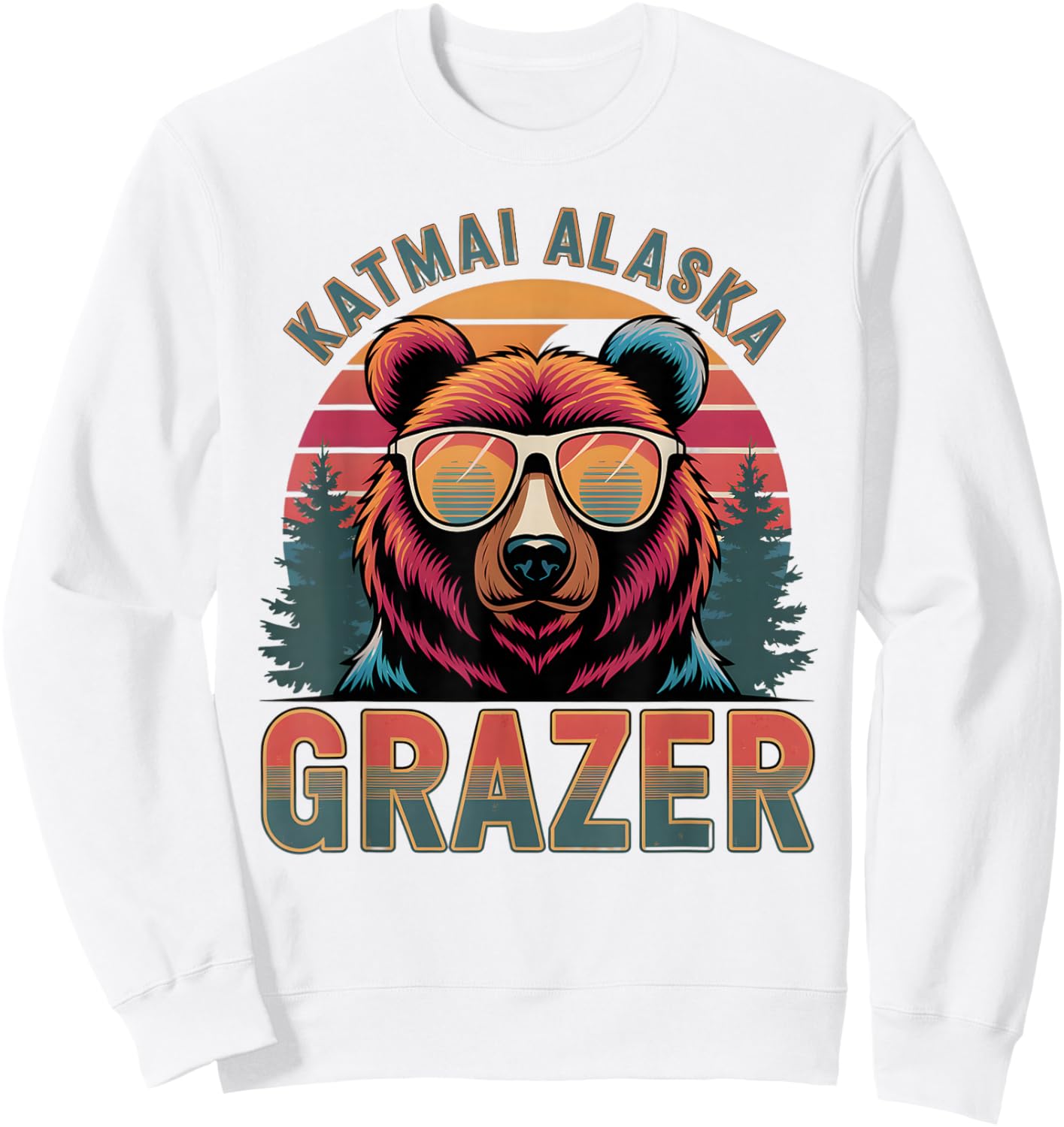 Funny Katmai Alaska Grazer Vintage Fat Bear Week 2025 Sweatshirt - Sweatshirt | White
