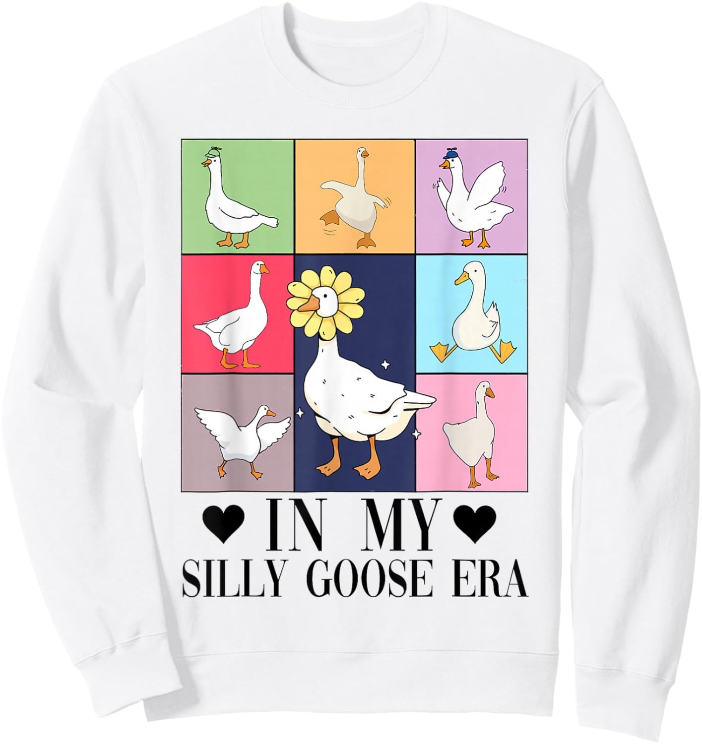 Retro in My Silly Goose Era Funny Animal Lover Sweatshirt - Sweatshirt | White