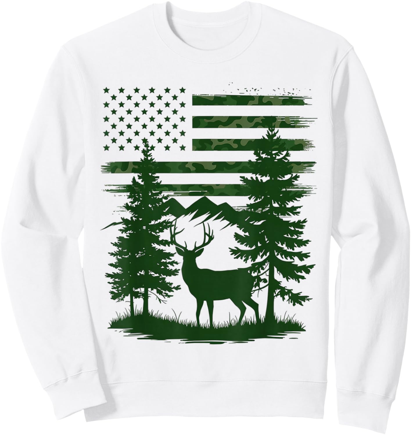 Men Boys Kids Orange Hunting Shirt Deer Hunter Camo USA Flag Sweatshirt - Sweatshirt | White