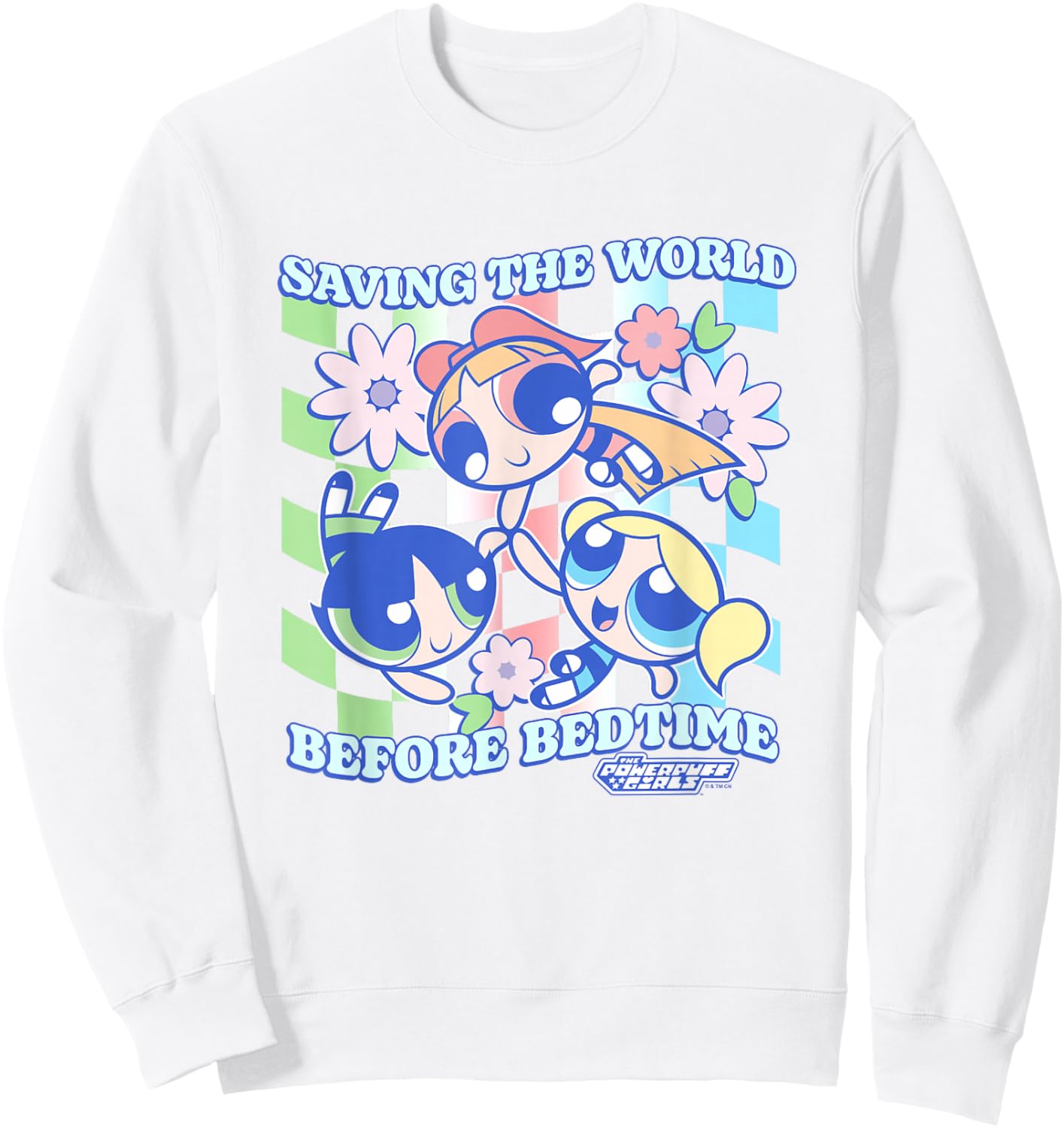 The Powerpuff Girls Saving The World Before Bedtime Vintage Sweatshirt - Sweatshirt | White