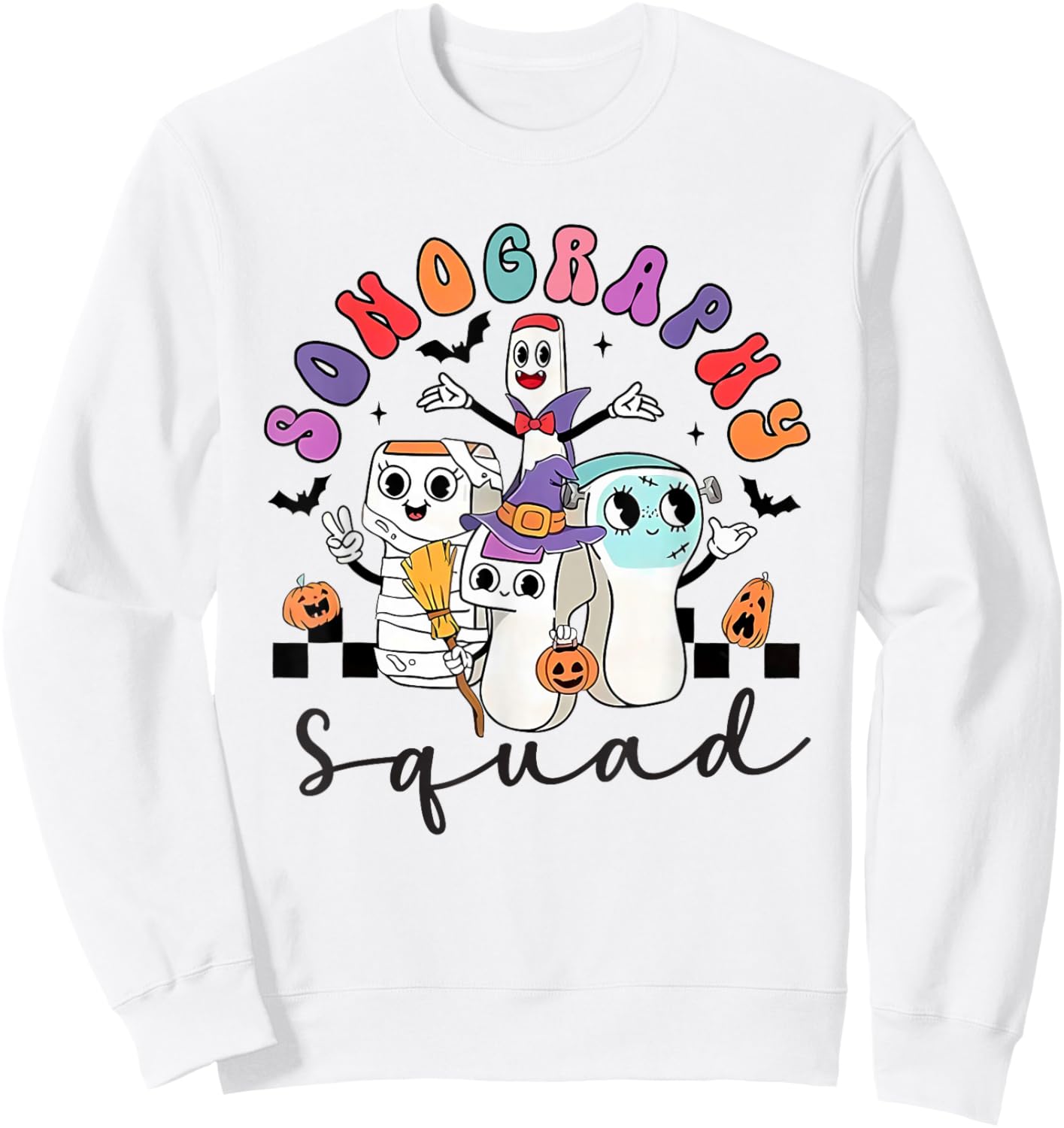 Sonography Squad Halloween Retro Ultrasound Technologist Sweatshirt - Sweatshirt | White