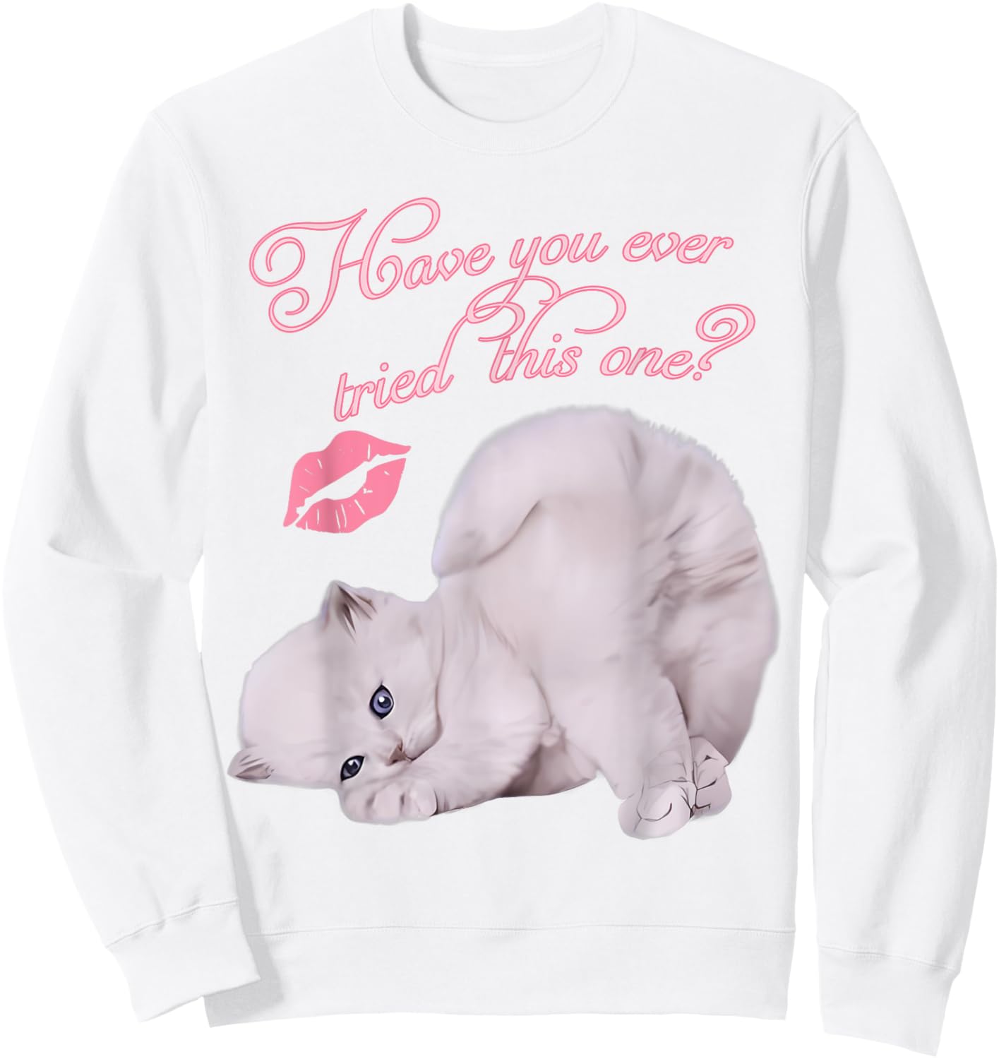 Carpenter Funny Espresso Sweet Adult Cute Cat Kitten Graphic White Small Modern Graphic Cartoon Classic Fit Imported Polyester 100% Machine Wash Spring Summer Short Sleeve Sweatshirt - Sweatshirt | White