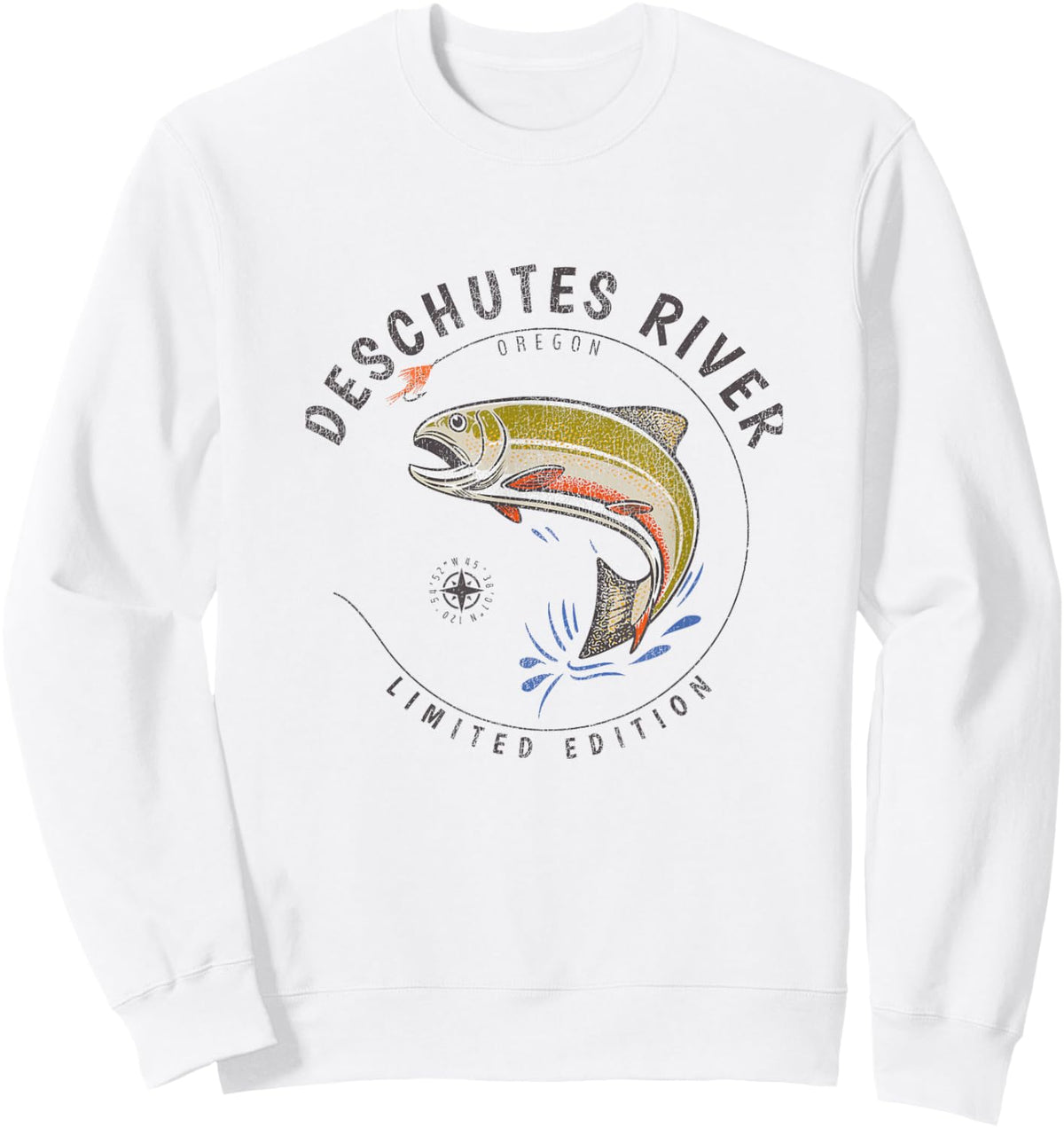 Deschutes River Oregon Fly Fishing Souvenir Deschutes River Sweatshirt - Sweatshirt | White