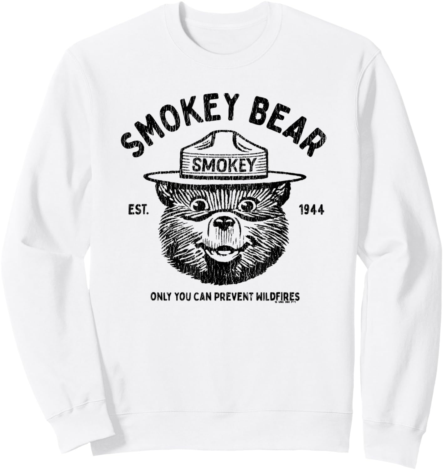 Vintage Smokey Bear Logo Only Officially Licensed Sweatshirt - Sweatshirt | White
