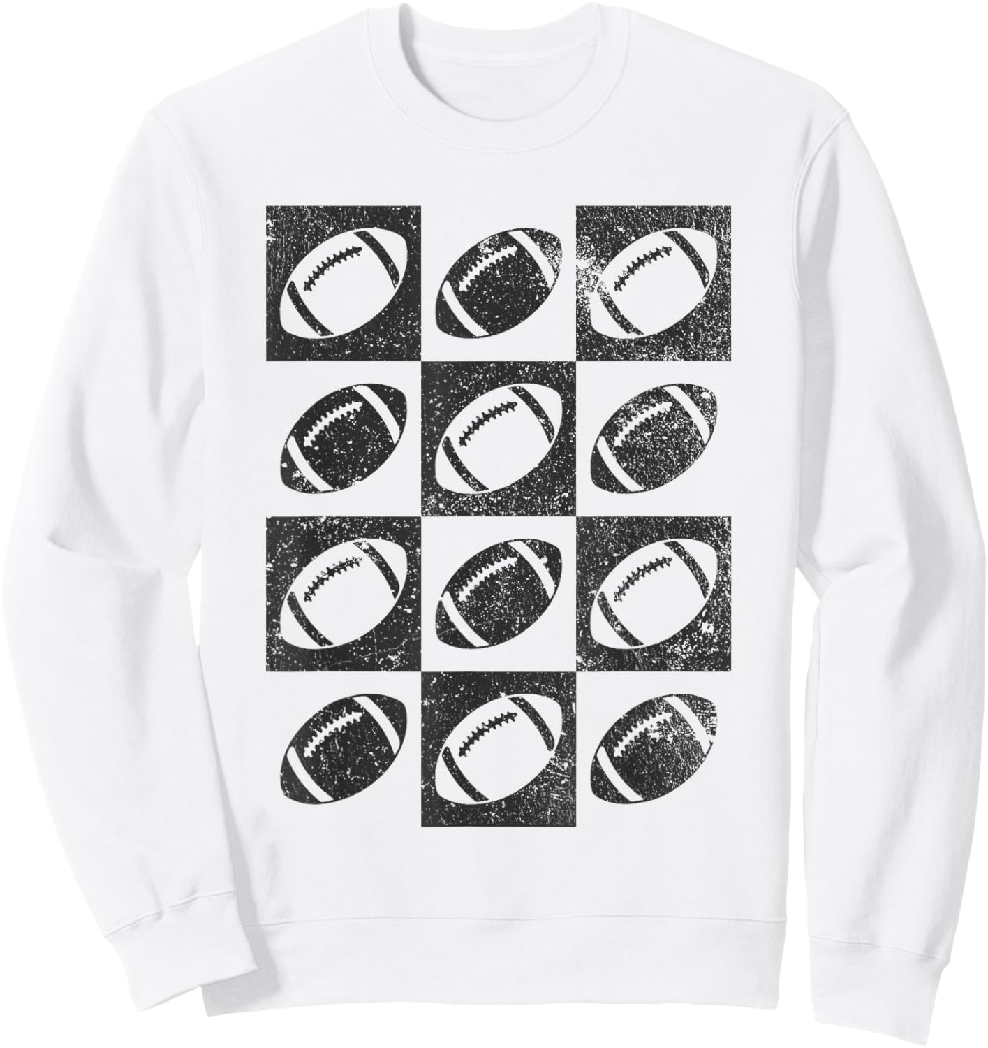 Retro Checkerboard Checkered Football Lover Sweatshirt - Sweatshirt | White