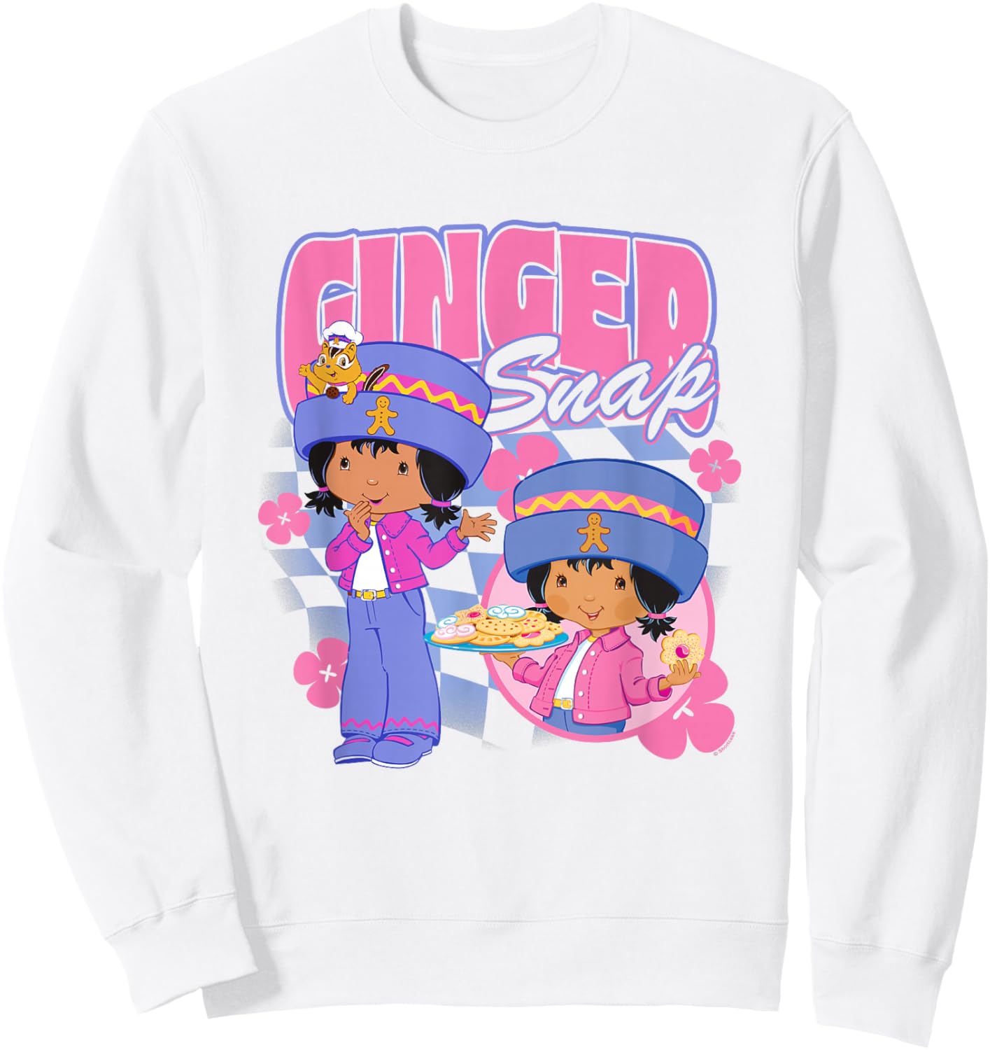 Strawberry Shortcake Cool Ginger Snap Groovy Floral Big Logo Sweatshirt - Sweatshirt | White