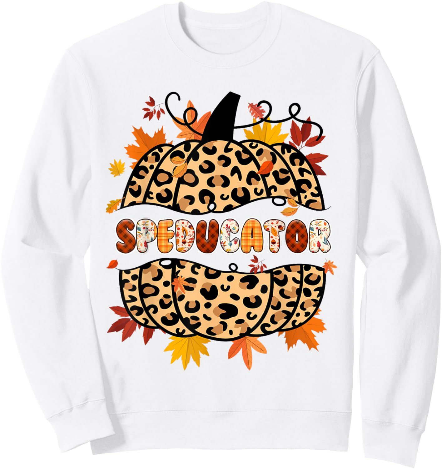 Autumn Fall SPED ED Teacher Thankful Grateful Pumpkin Retro Sweatshirt - Sweatshirt | White