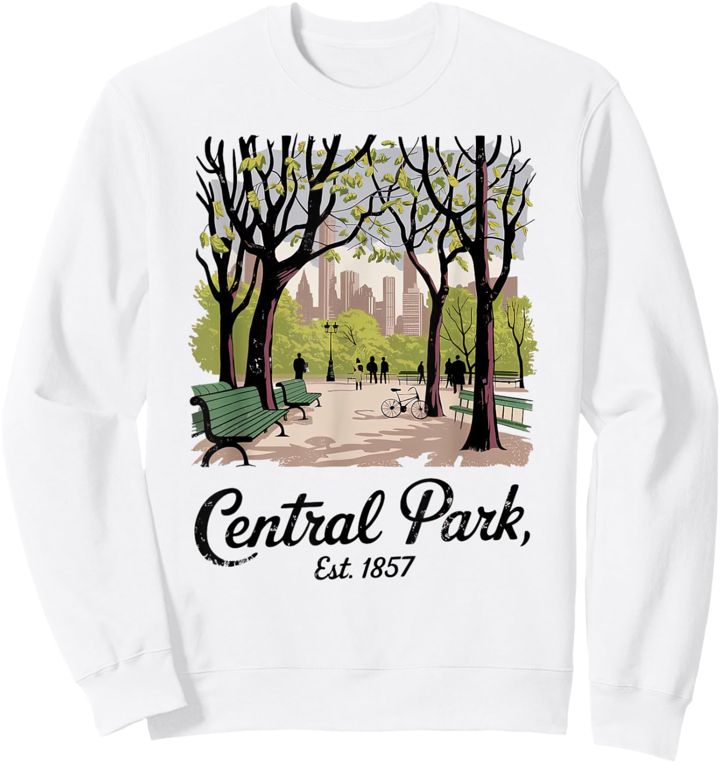 Central Park, Est. 1857 New York Nostalgic Vintage NYC Style Sweatshirt - Sweatshirt | White