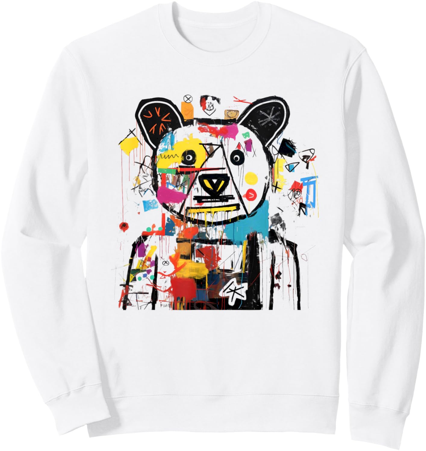 Vibrant Bear Graffiti Urban Street Style Sweatshirt - Sweatshirt | White