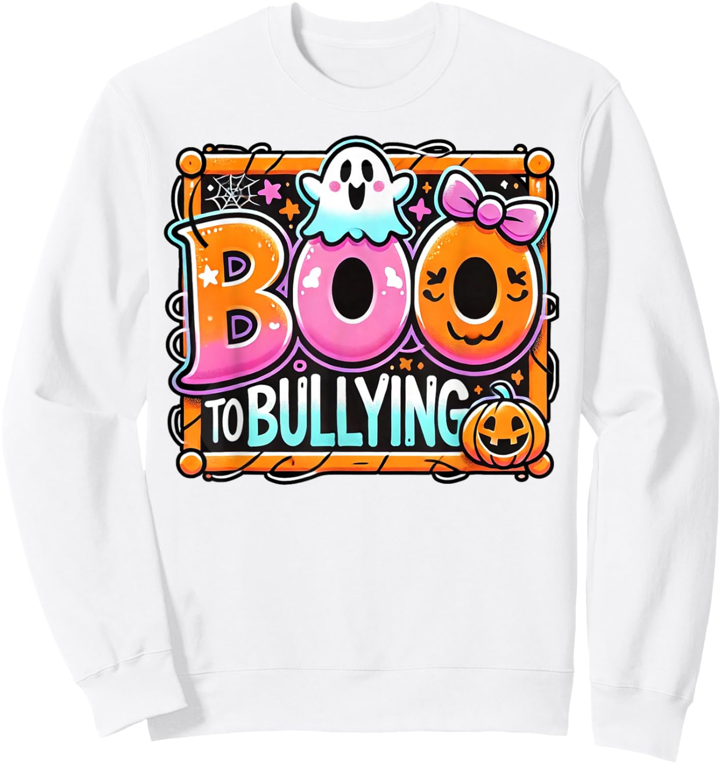 Boo To Bullying Shirt Unity Day Cute Ghost Halloween Sweatshirt - Sweatshirt | White