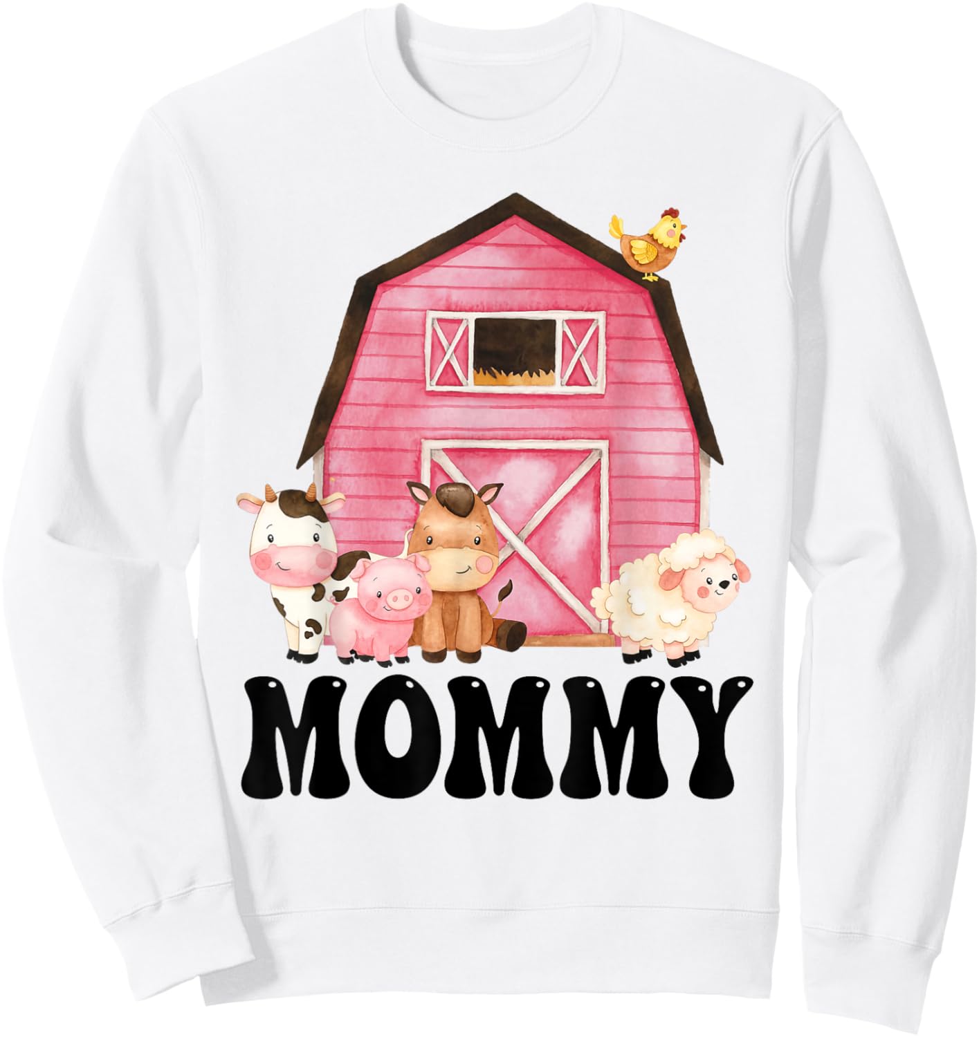 Funny Mommy Farm Animals Birthday Theme Matching Family Sweatshirt - Sweatshirt | White