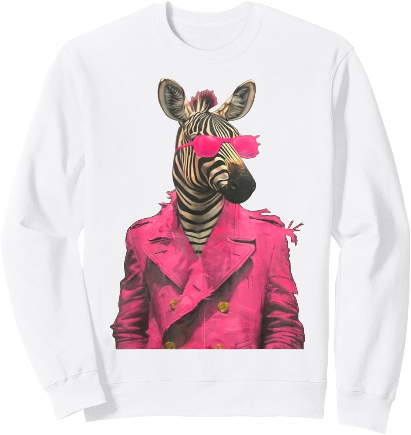 Peachbruh Fashion Zebra Wearing A Pink Suit and Pink Sweatshirt - Sweatshirt | White
