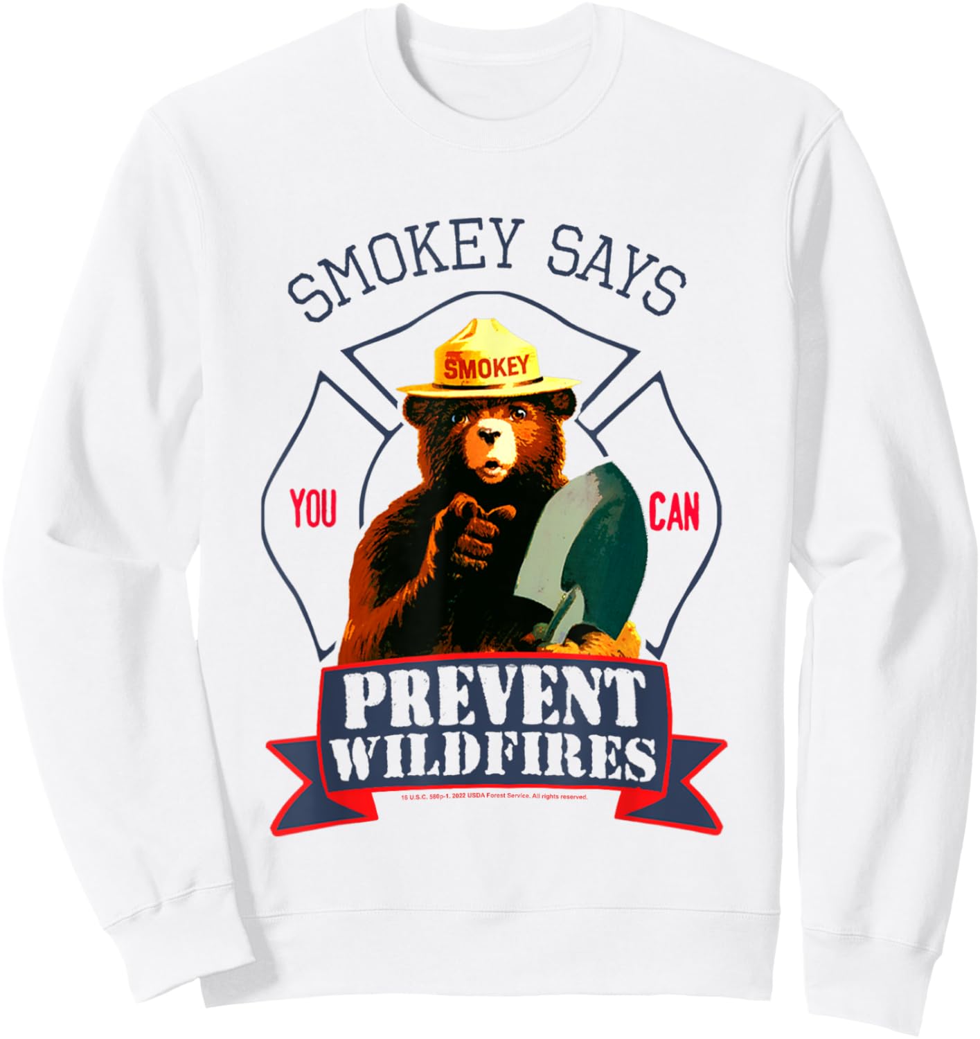 Smokey Bear You Can Prevent Forest Fires Vintage Badge Sweatshirt - Sweatshirt | White