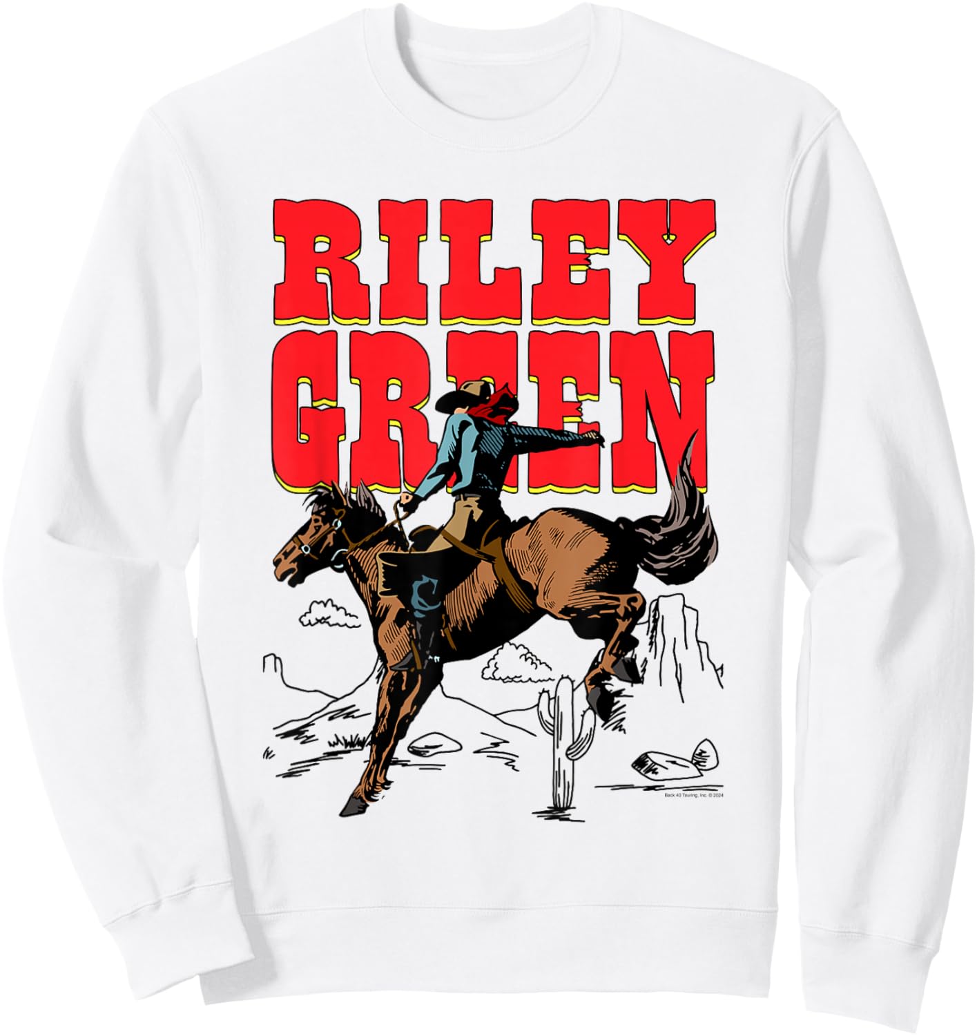 Riley Green Cowboy Horseback Riding Desert Sweatshirt - Sweatshirt | White