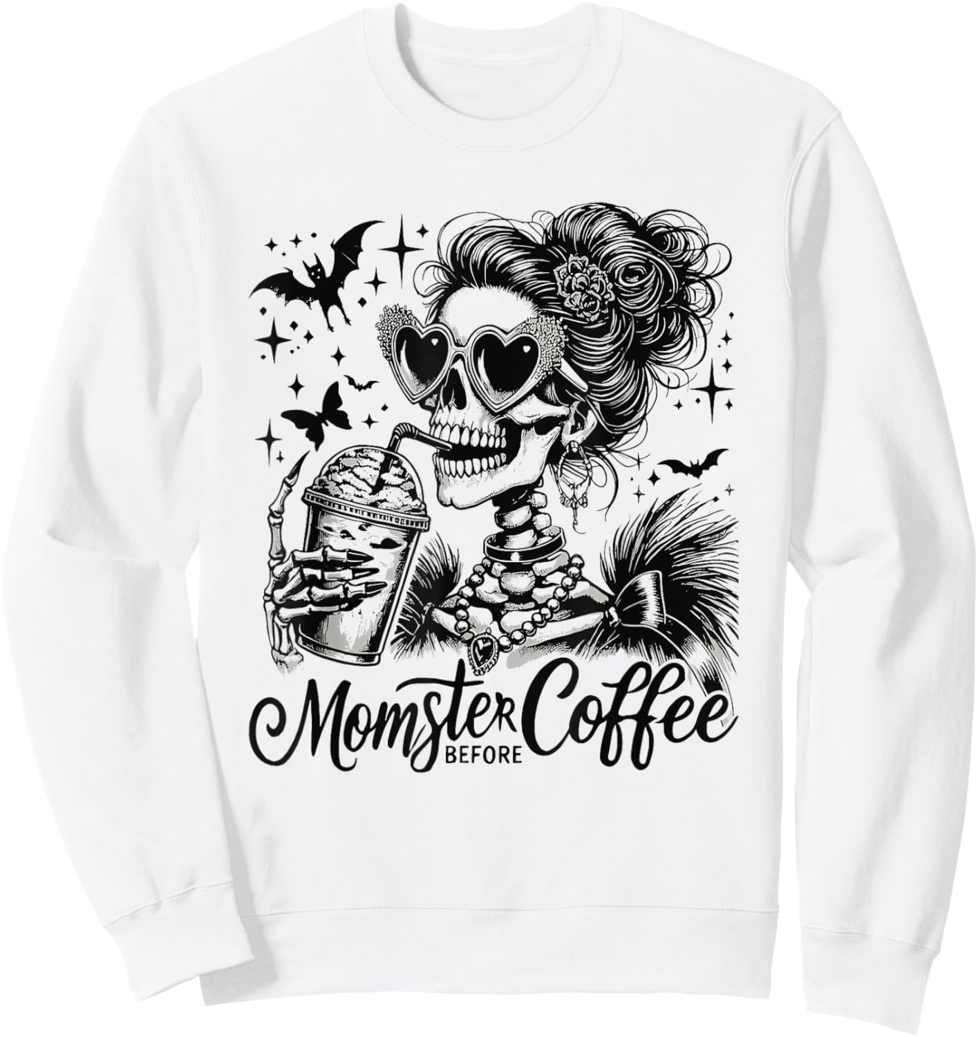 Momster Before Coffee Funny Halloween Costume Women Mom Sweatshirt - Sweatshirt | White