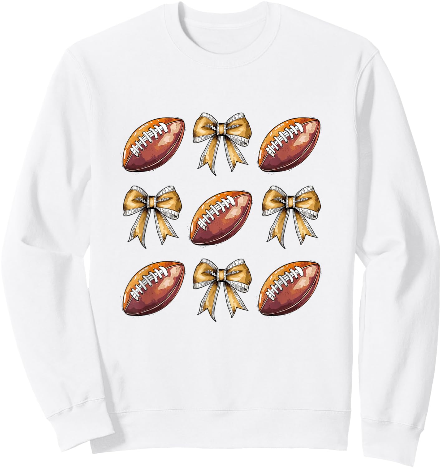 Funny Game Day Football Retro Coquette Bow Football Mama Sweatshirt - Sweatshirt | White