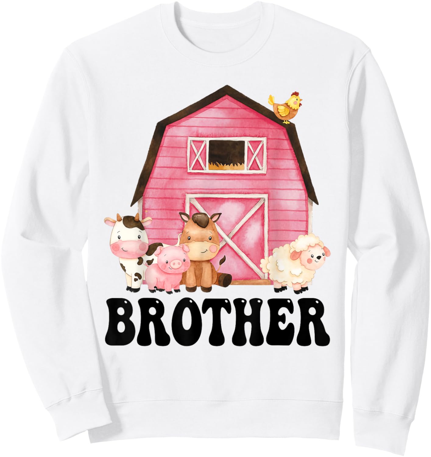 Funny Brother Farm Animals Birthday Theme Matching Family Sweatshirt - Sweatshirt | White