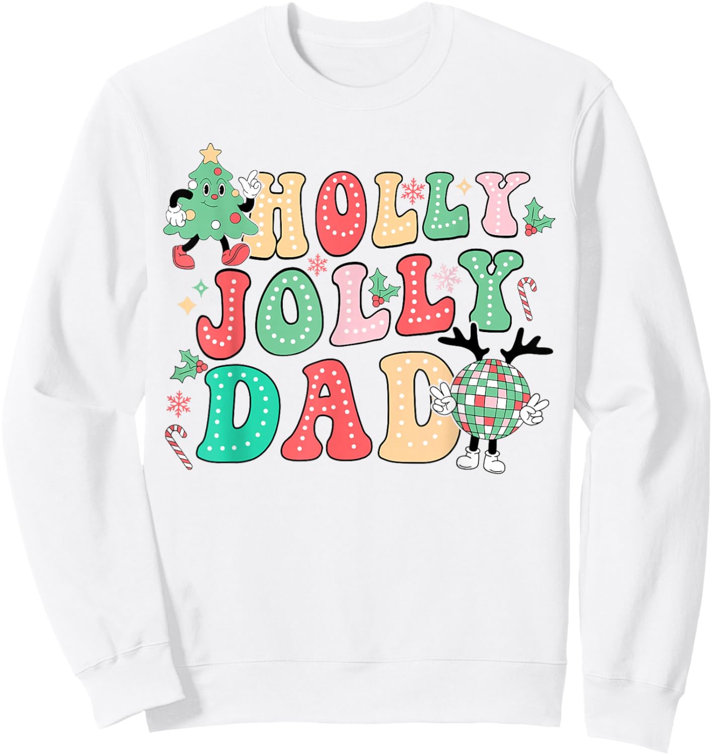 Groovy Holly Xmas Jolly Dad Christmas Vibes Matching Family Sweatshirt - Sweatshirt | White