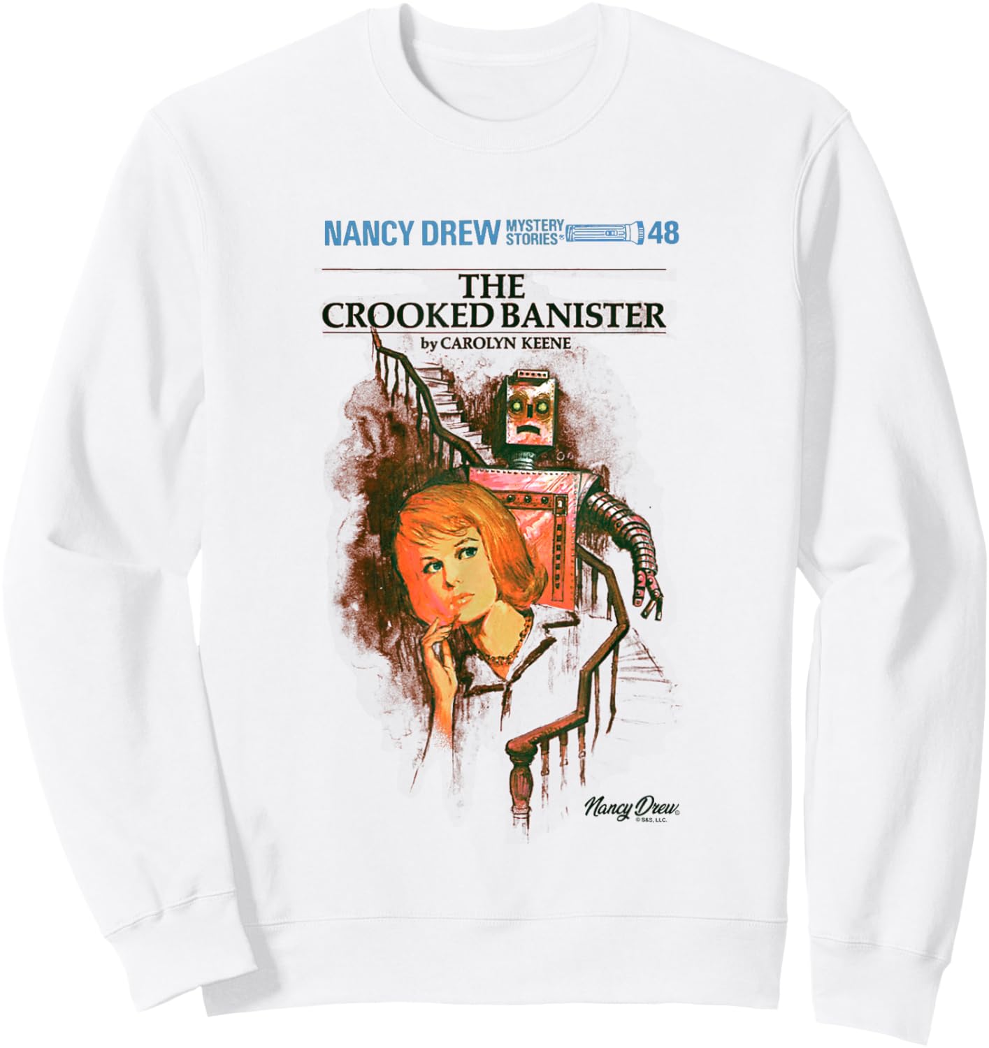 Nancy Drew The Crooked Banister By Carolyn Keene Retro Logo Sweatshirt - Sweatshirt | White