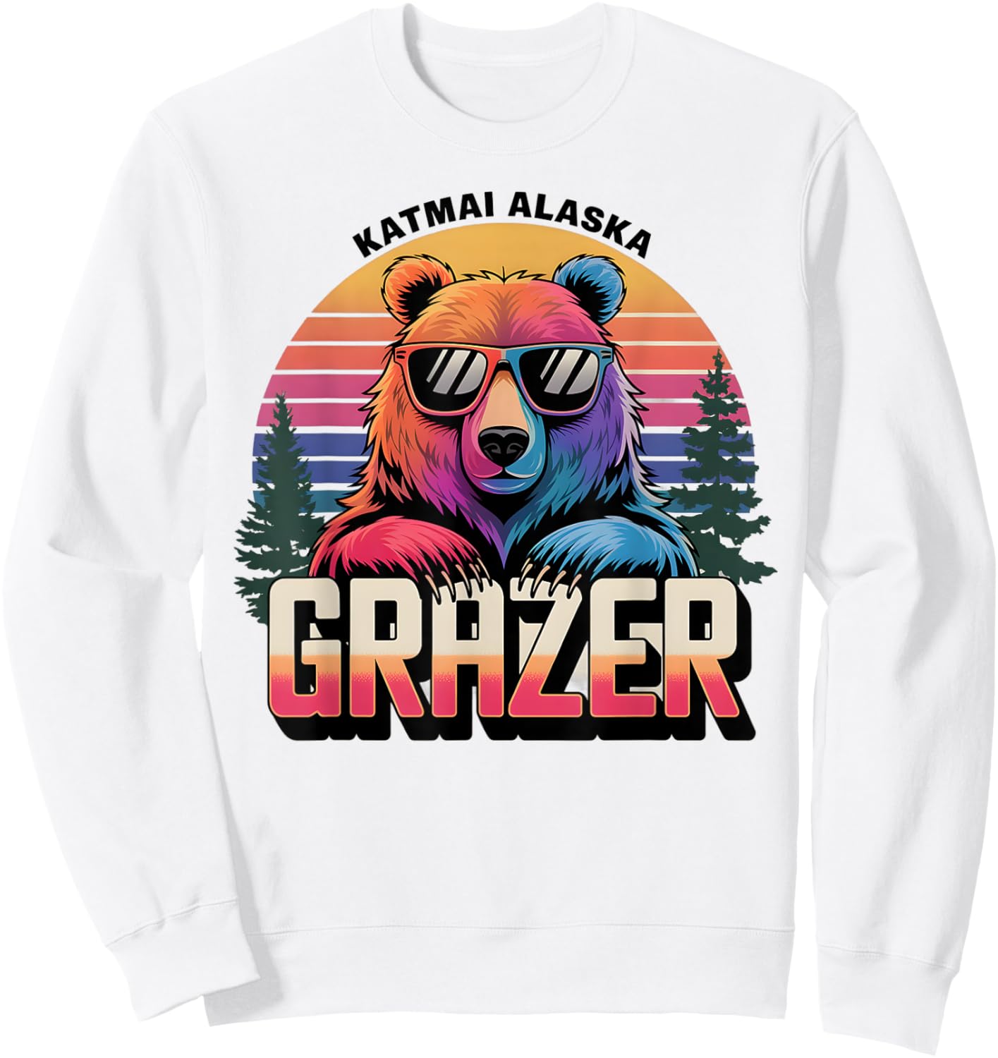 Funny Katmai Alaska Grazer Vintage Fat Bear Week 2024 Sweatshirt - Sweatshirt | White