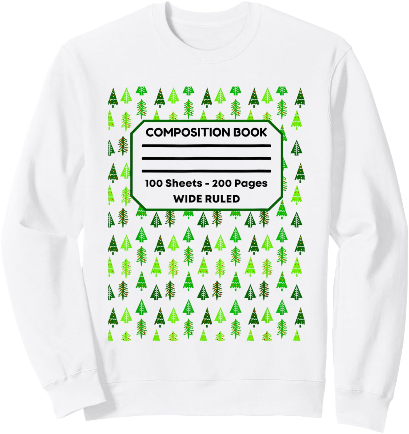 Christmas Tree Composition Notebook Holiday Journal Xmas Sweatshirt - Sweatshirt | White