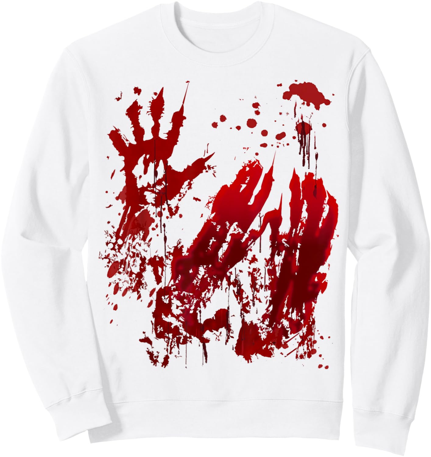 Bloody Halloween Shirt Blood Splatter Zombie Hand Graphic Sweatshirt - Sweatshirt | White