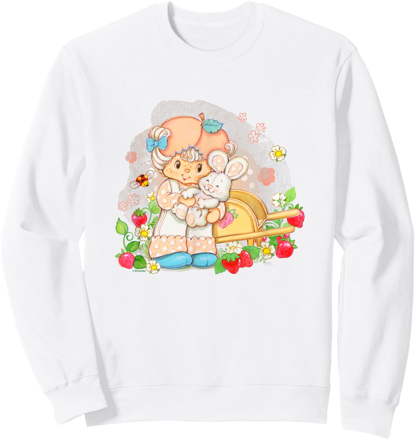 Strawberry Shortcake Apricot An Hopsalot Hug Cute Big Logo Sweatshirt - Sweatshirt | White