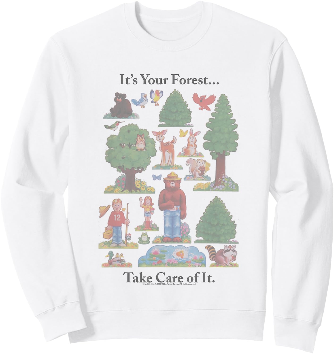 Smokey Bear It's Your Forest Take Care Of It Vintage Style Sweatshirt - Sweatshirt | White