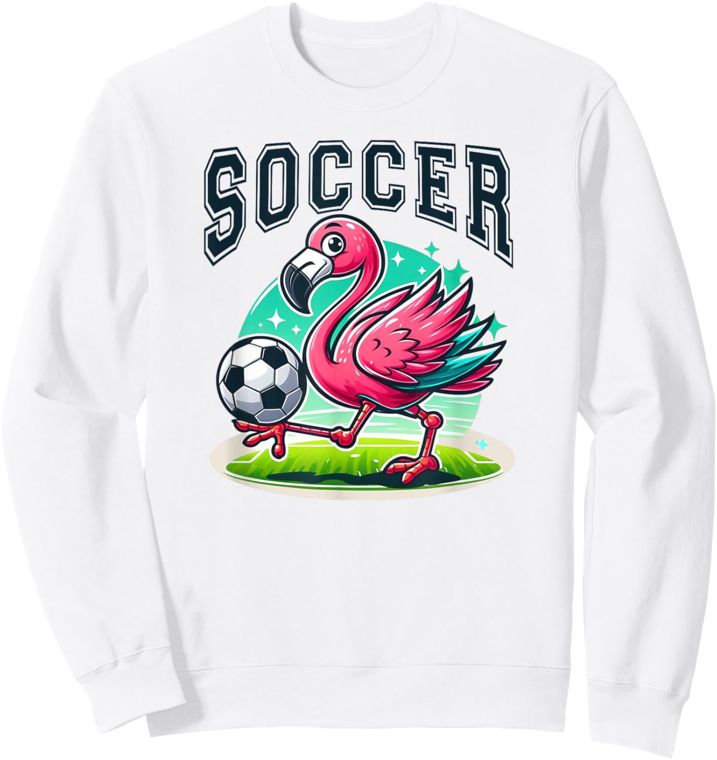 Soccer Pink Flamingo Playing Soccer Sweatshirt - Sweatshirt | White