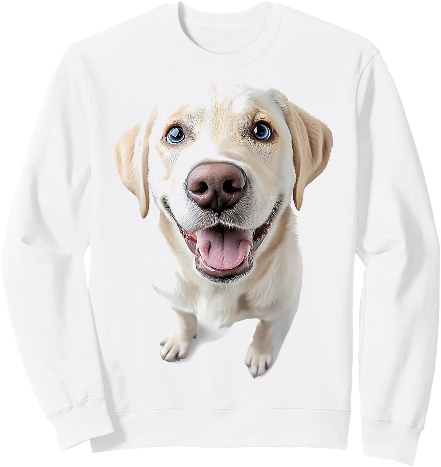 Labrador Dog Graphic Pet Artwork Blue Eyes Labrador Sweatshirt - Sweatshirt | White