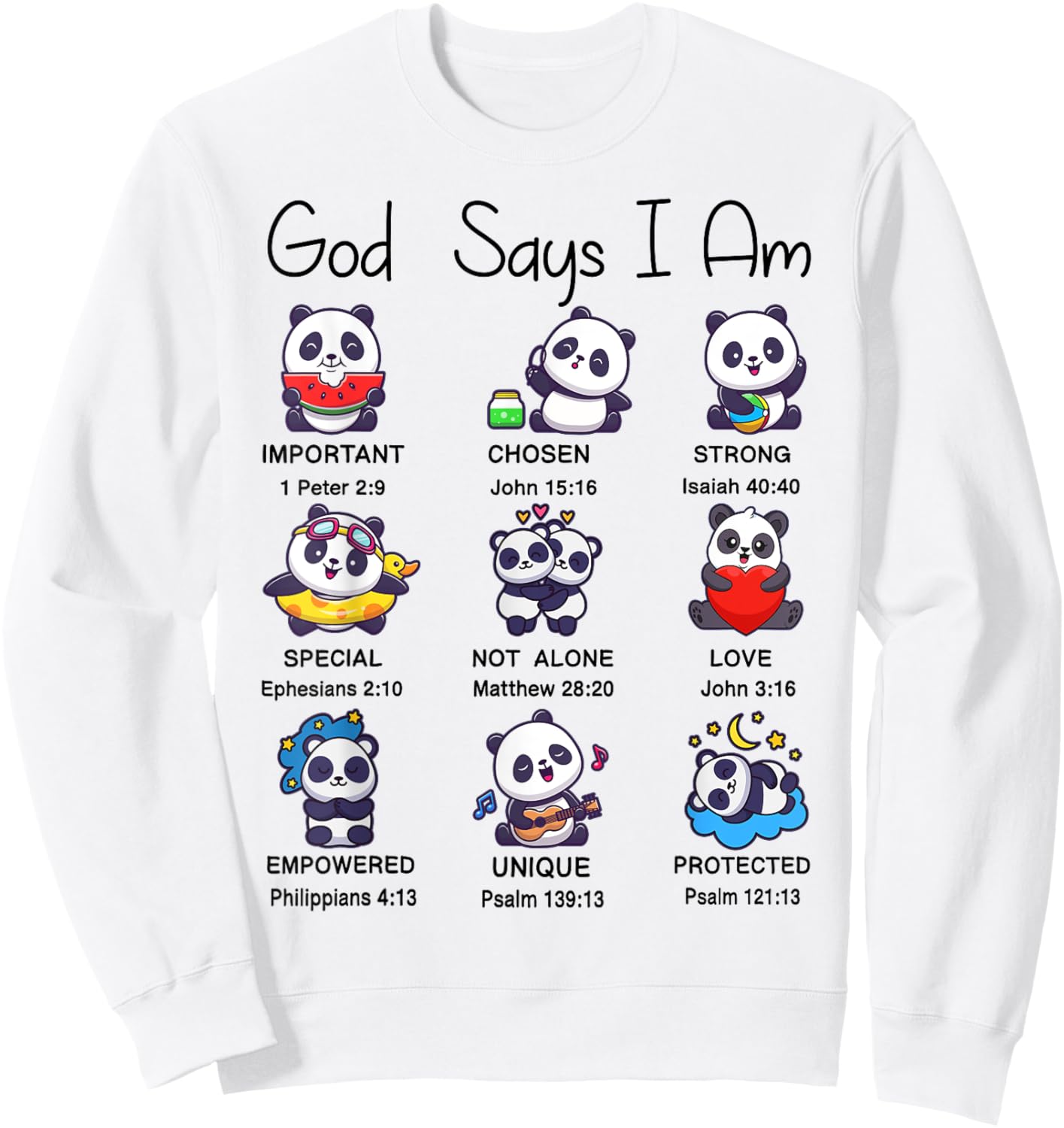 Girl God Says Am Cute Panda Christian Faith Jesus Toddler Sweatshirt - Sweatshirt | White
