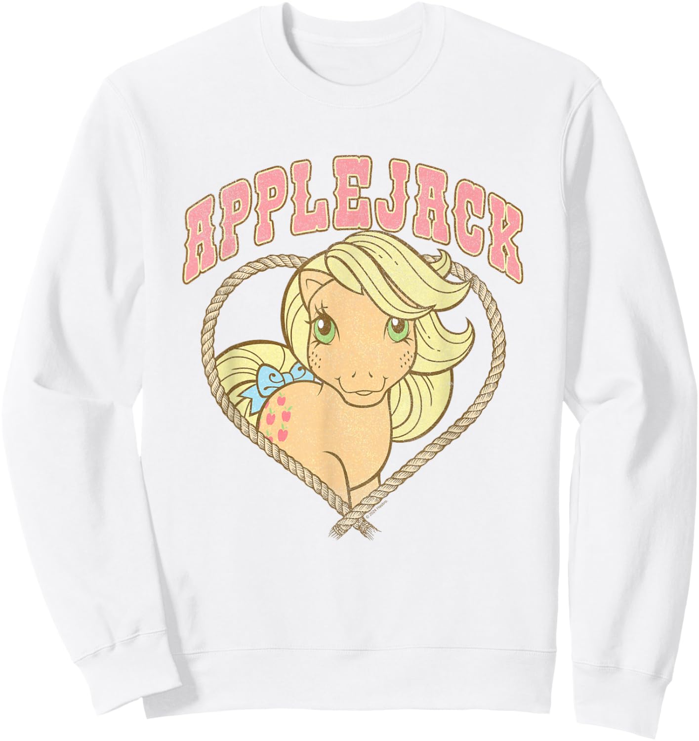 My Little Pony Cute Applejack Cowgirl Heart Shape Chest Logo Sweatshirt - Sweatshirt | White