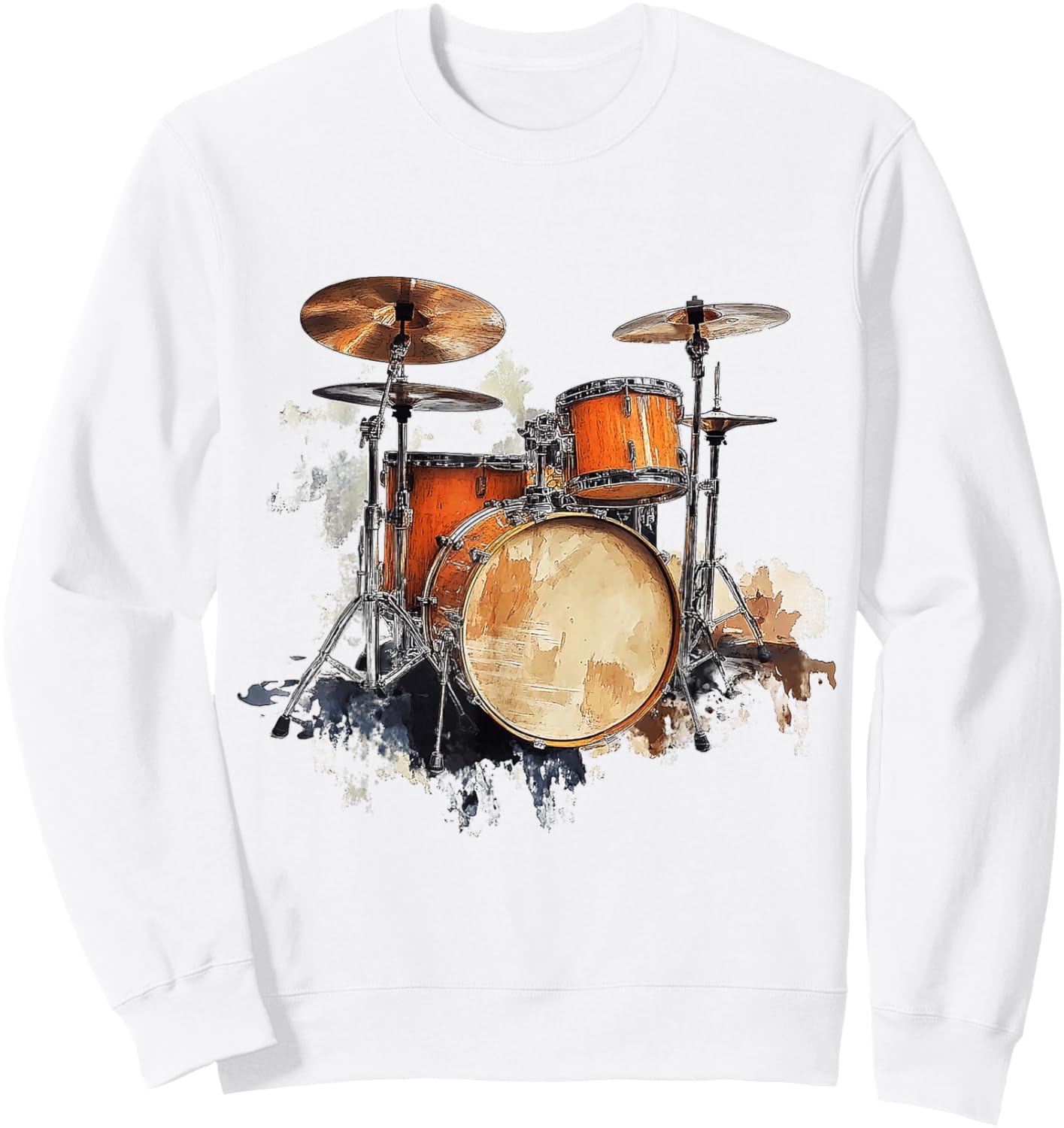 Drumset Music Instrument Motif Art Drumset Sweatshirt - Sweatshirt | White