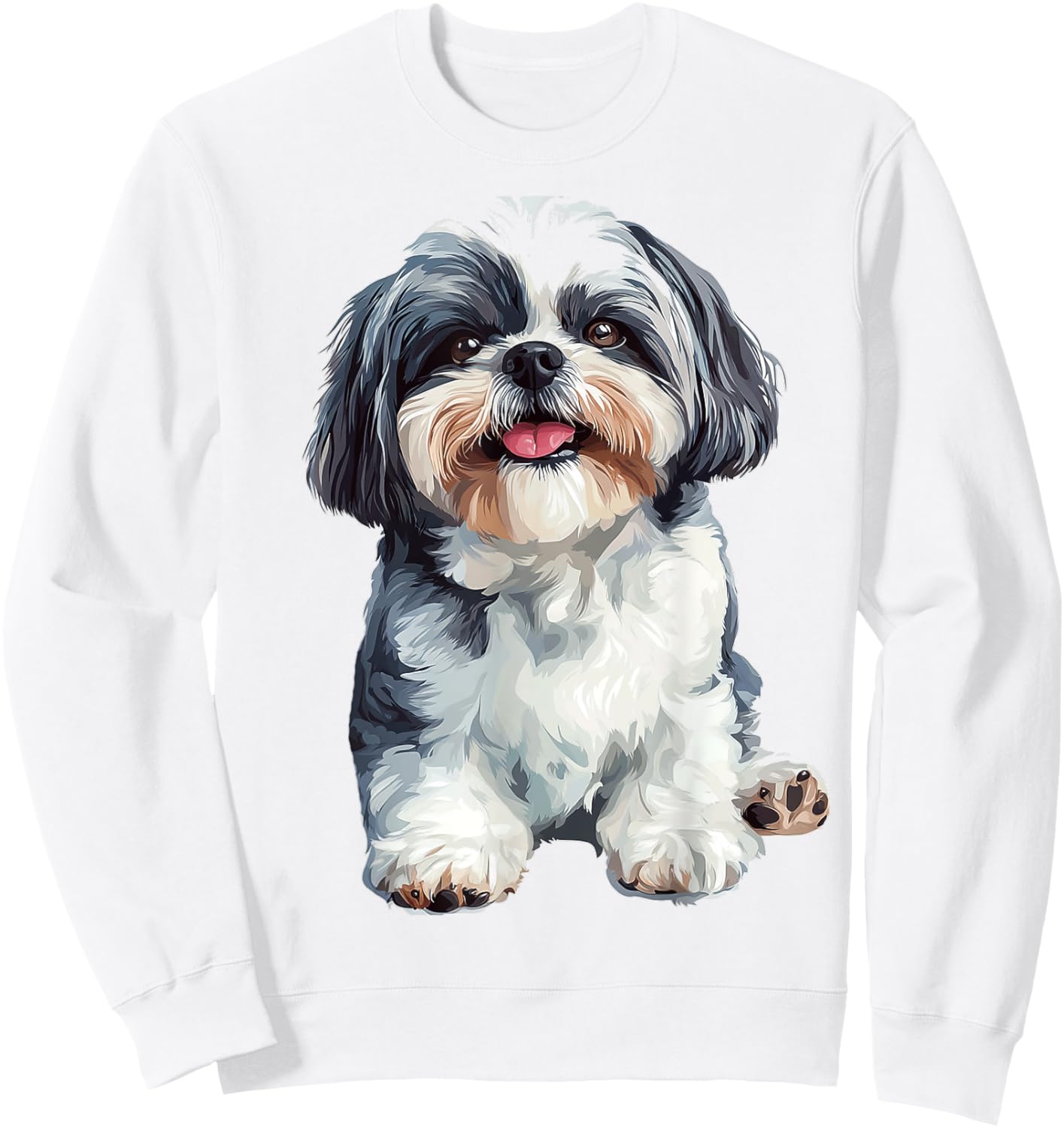 Shih Tzu Dog Graphic Pet Artwork Shih Tzu Sweatshirt - Sweatshirt | White