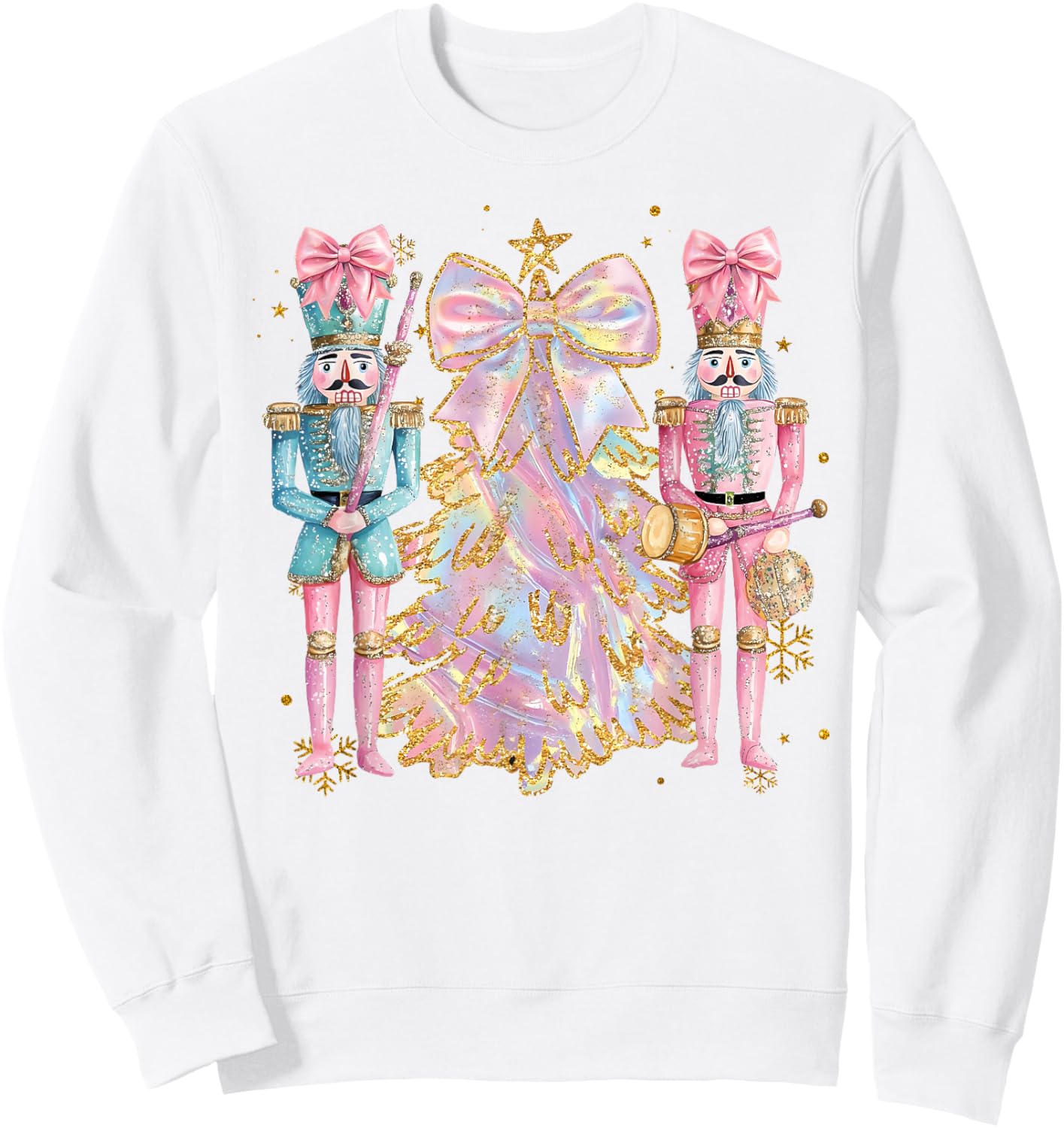 Coquette Christmas Tree Pink Nutcrackers Women Kids Girls Sweatshirt - Sweatshirt | White