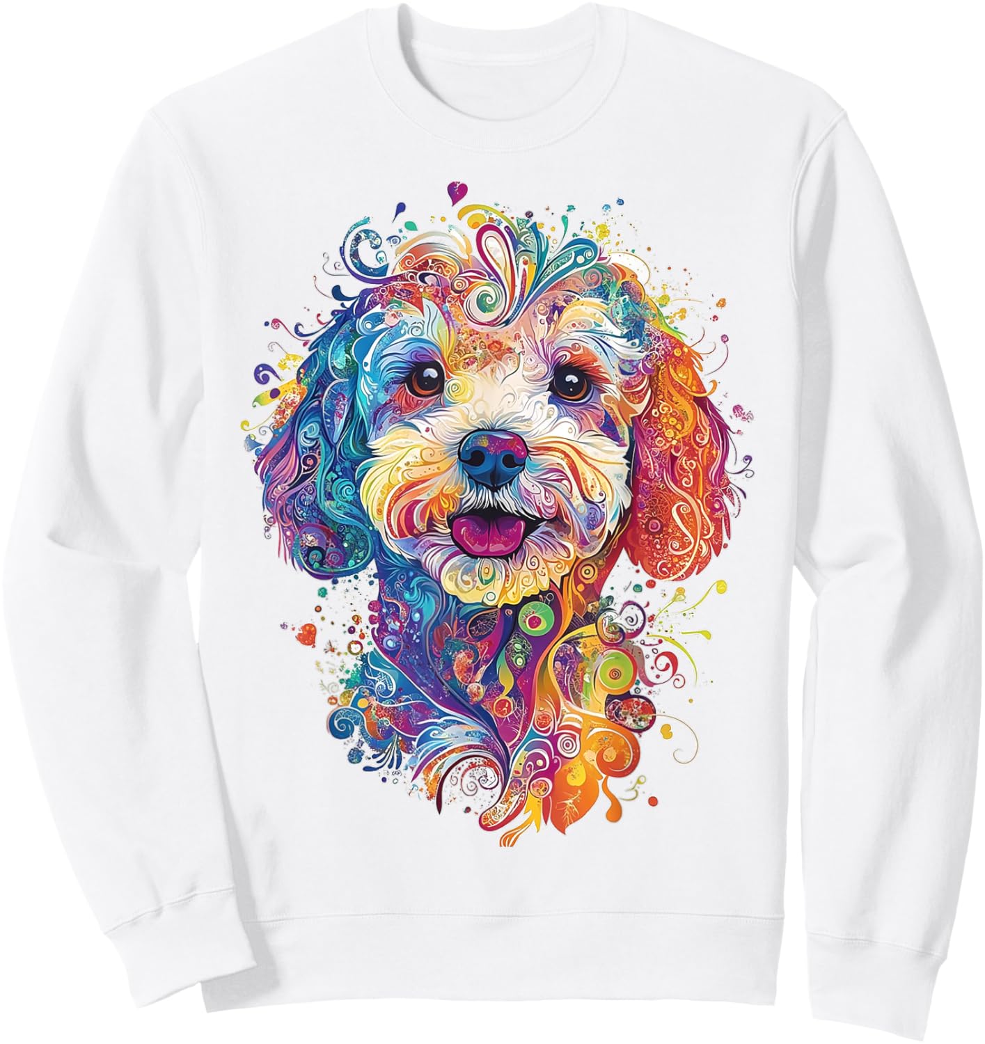 Maltipoo Dog Graphic Pet Art Mandala Maltipoo Sweatshirt - Sweatshirt | White