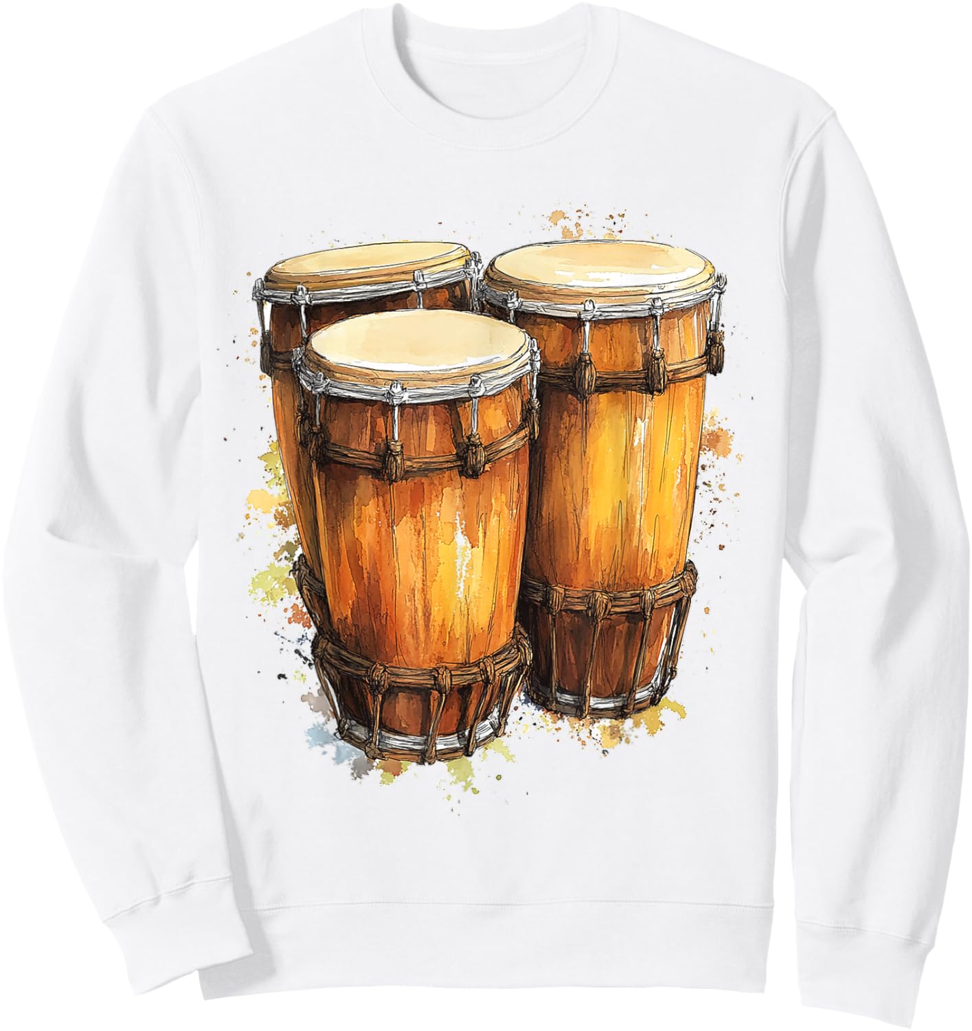 Congas Music Instrument Motif Artwork Congas Sweatshirt - Sweatshirt | White