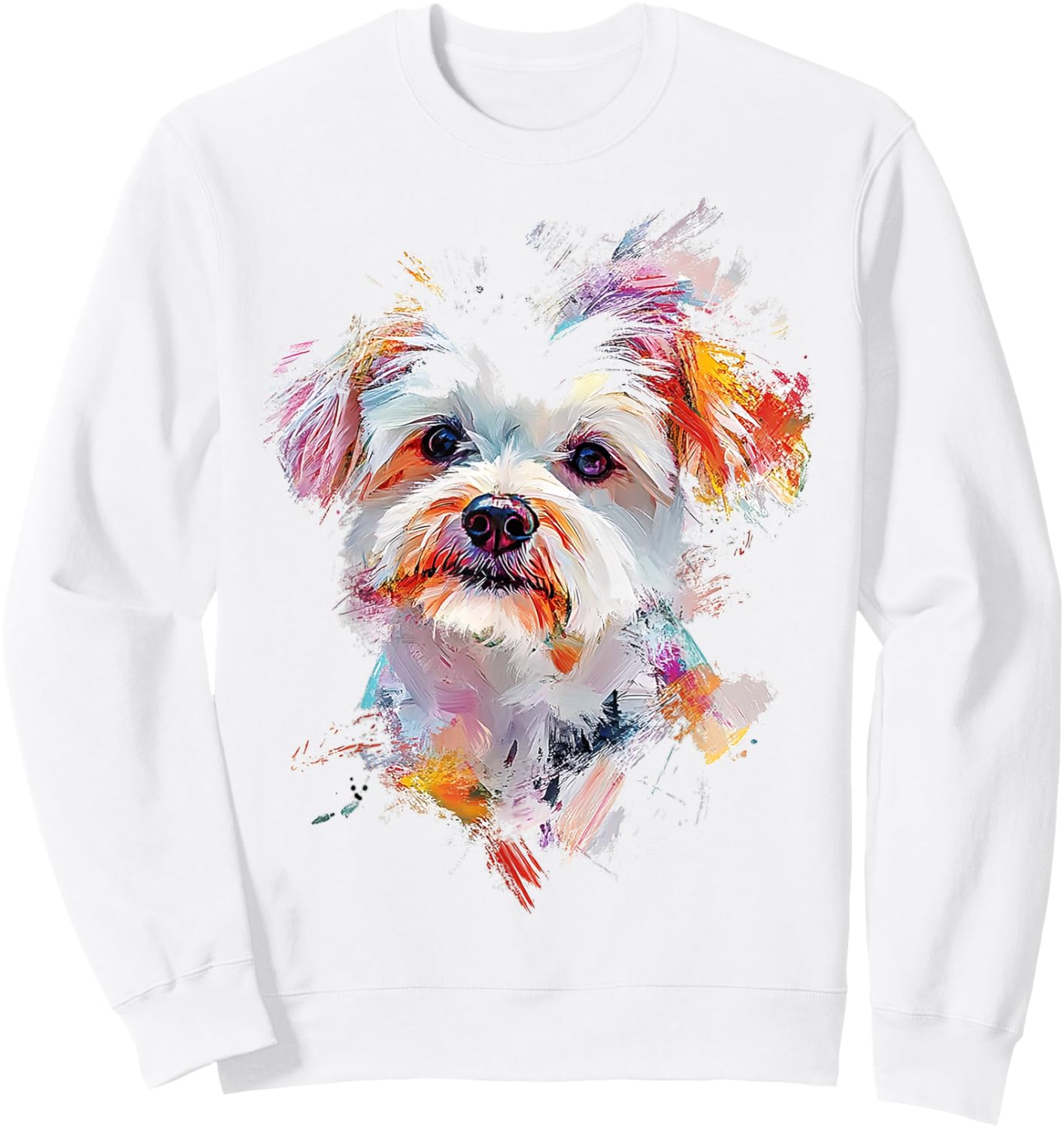 Maltese Dog Graphic Pet Artwork Maltese Sweatshirt - Sweatshirt | White