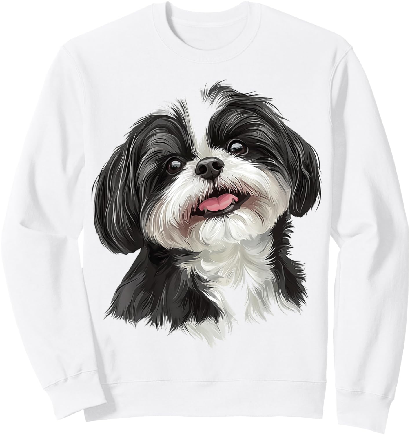 Shih Tzu Dog Motif Pet Illustration Shih Tzu Men Women Kids Sweatshirt - Sweatshirt | White